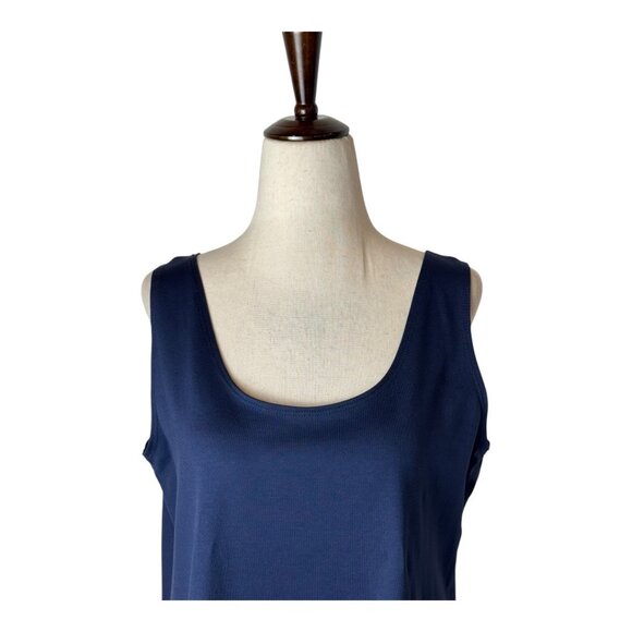 A'nue Ligne Tank Top Women XL Navy Blue Scoop Neck The Longer High Shell Top - Picture 4 of 10